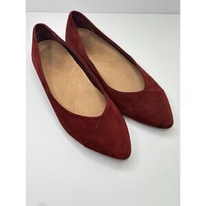 Vionic Caballo slip on suede ballet flat orthotic shoes maroon red size 9